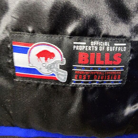 Buffalo Bills Jacket Satin Bomber Coat NFL Team Varsity Button Mens Medium New! - Picture 7 of 12